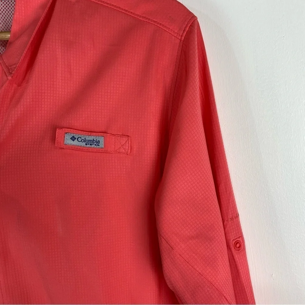 Columbia: PFG‎ Outdoor Full Snap Up Down Windbreaker Jacket Coral Size Large